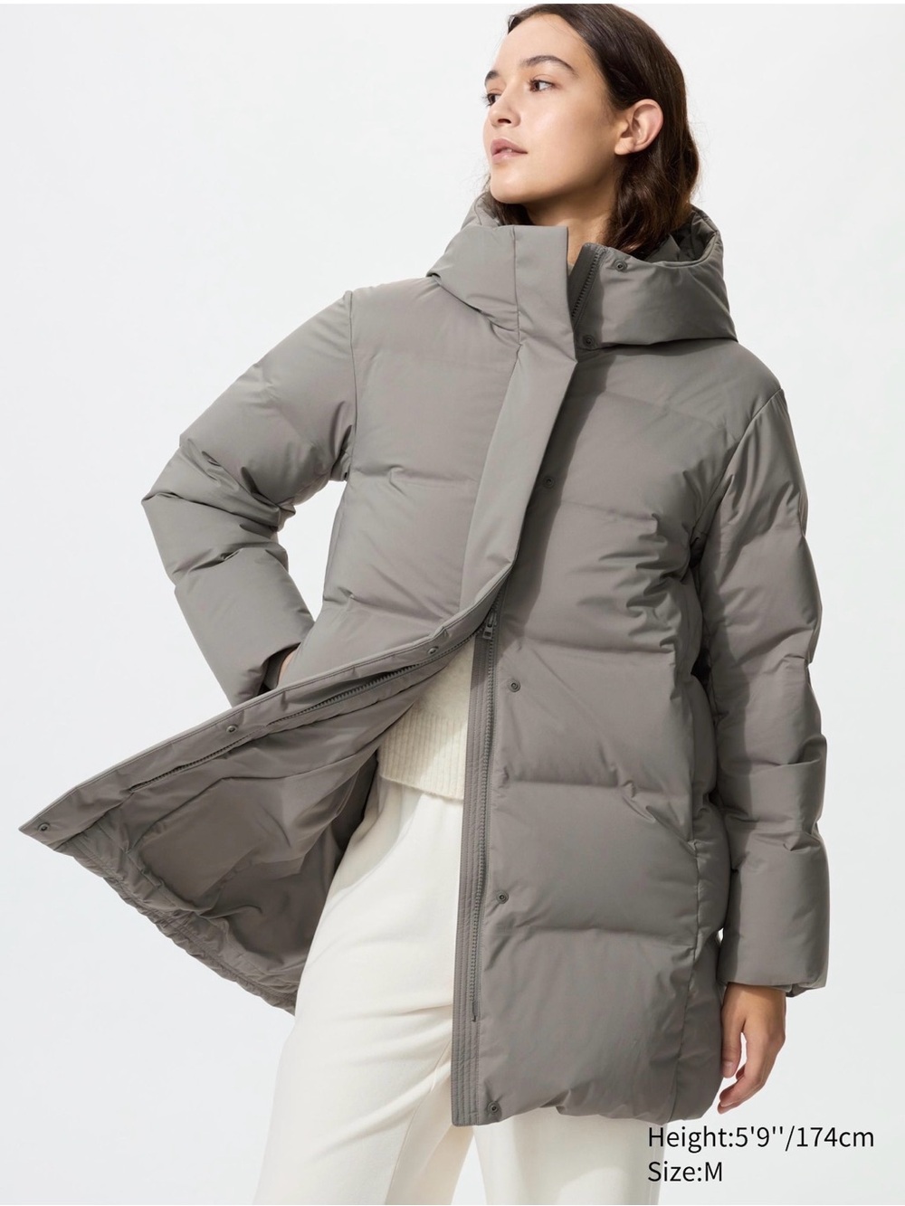 Uniqlo Women's Gray Hooded Puffer Coat
